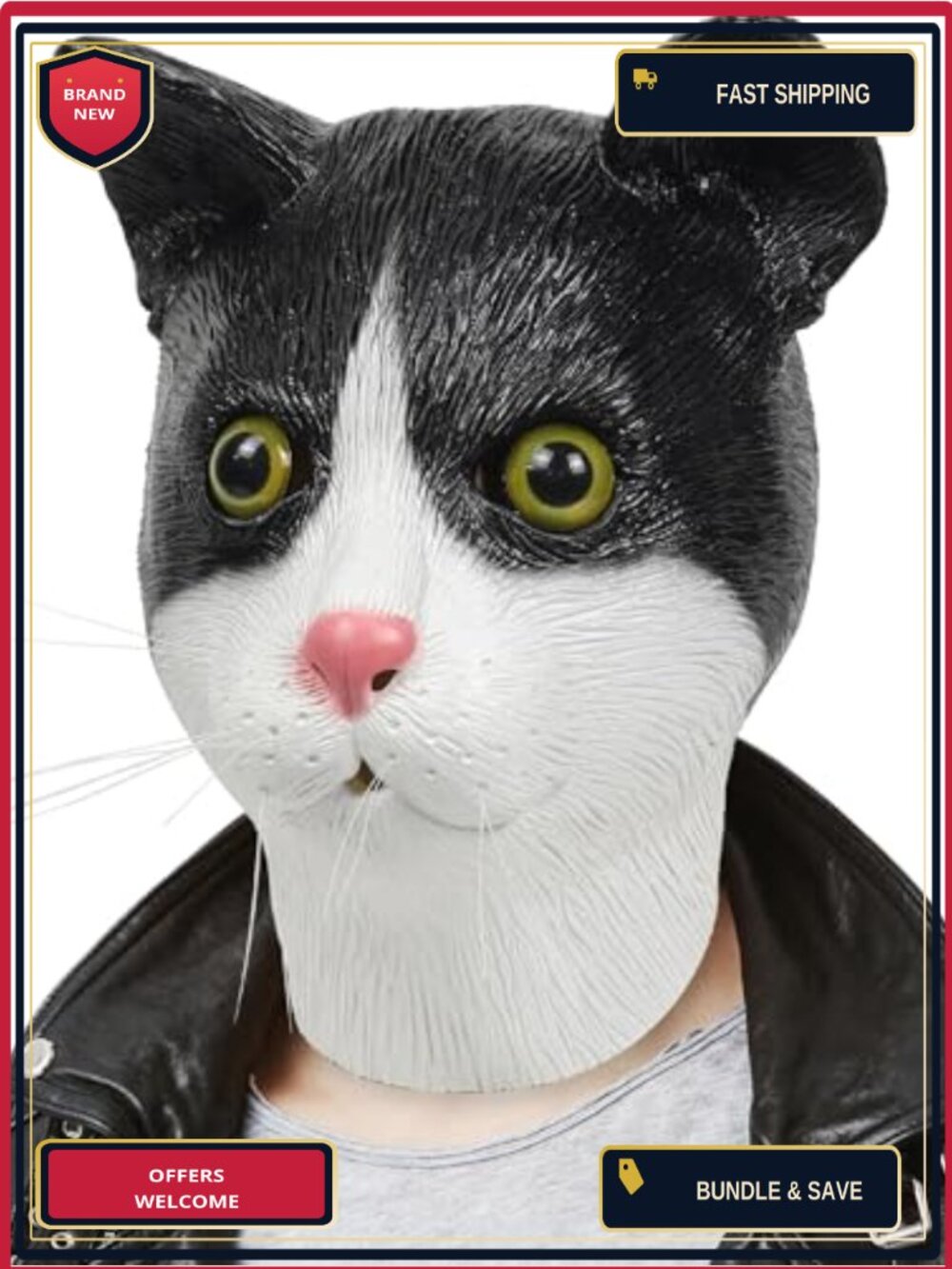Latex Cat Mask Full Head Animal Cosplay Halloween Costume Party Prop